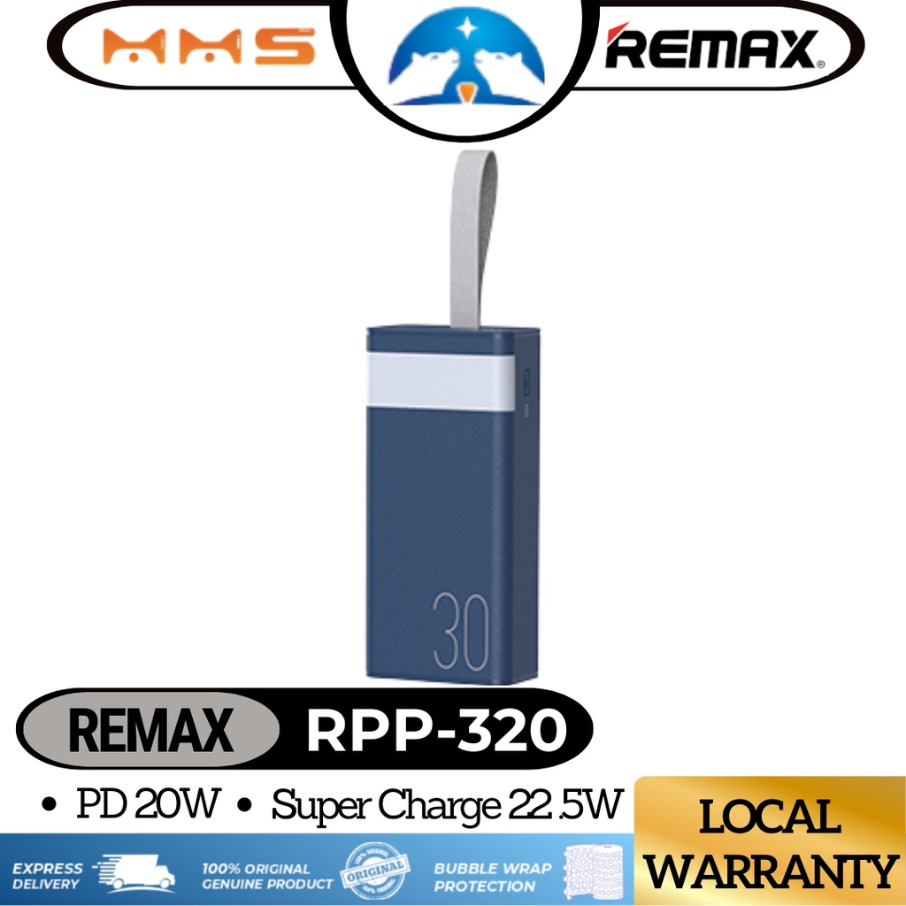 REMAX RPP-320 POWER BANK TYPE-C PD 20W + 2USB Super Charge 22.5W ...