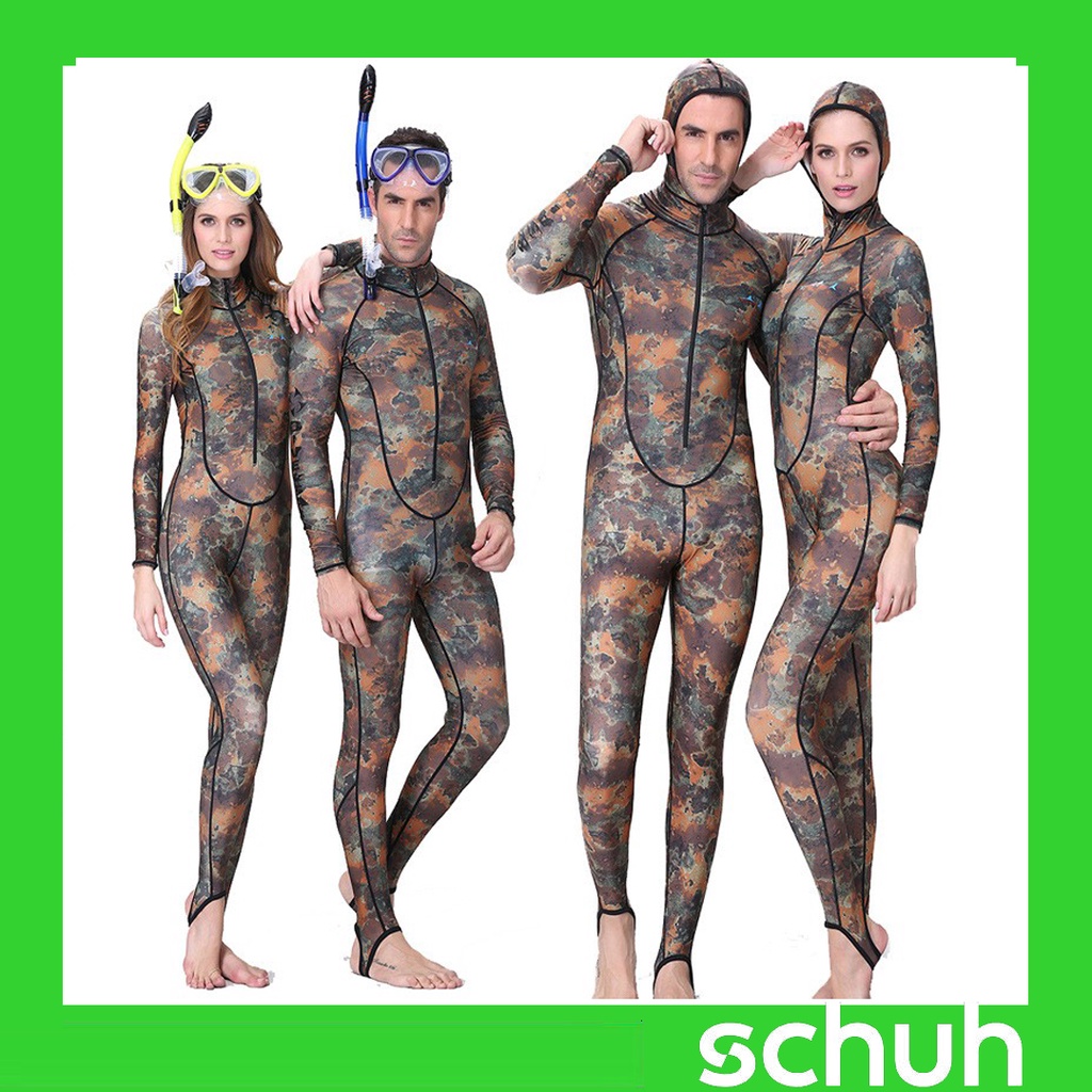 Spearfishing Lycra Couple Suit Camo Skin DIVE Wetsuit One Piece With