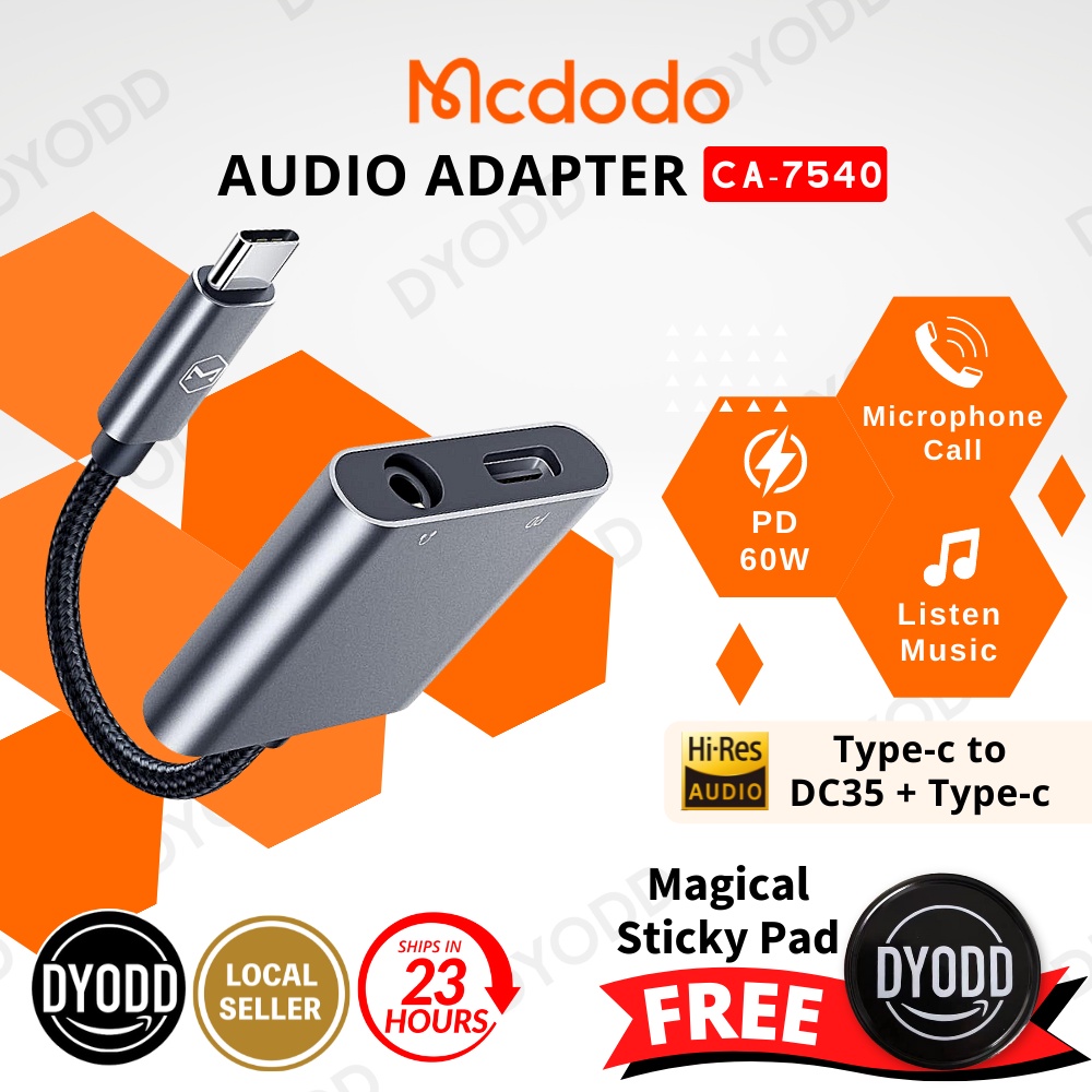 READY STOCK MCDODO Type C To 3.5mm & Type C Audio Cable Adapter CA 7540 ...