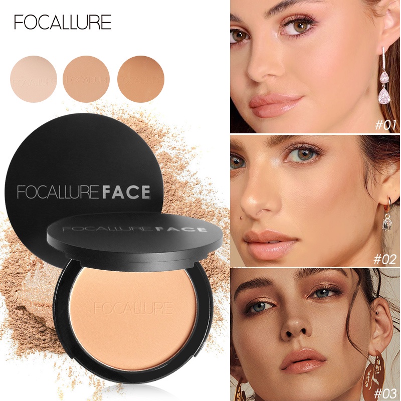 FOCALLURE Oil Control Pressed Powder Matte With Sponge & Mirror Setting