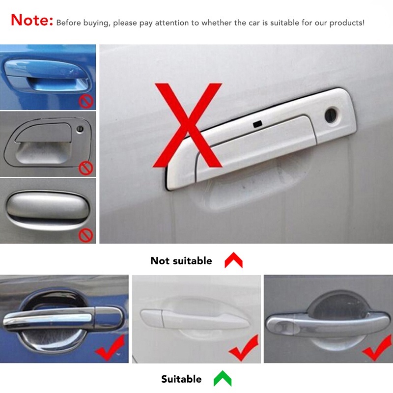 8PCS Car Handle Scratches Transparent Protector Film Car Bowl Sticker ...