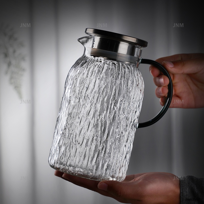 Bark Pattern Cold Kettle Heat Resistant Glass Jug Milk Glass Kettle Large TeaPot Transparent