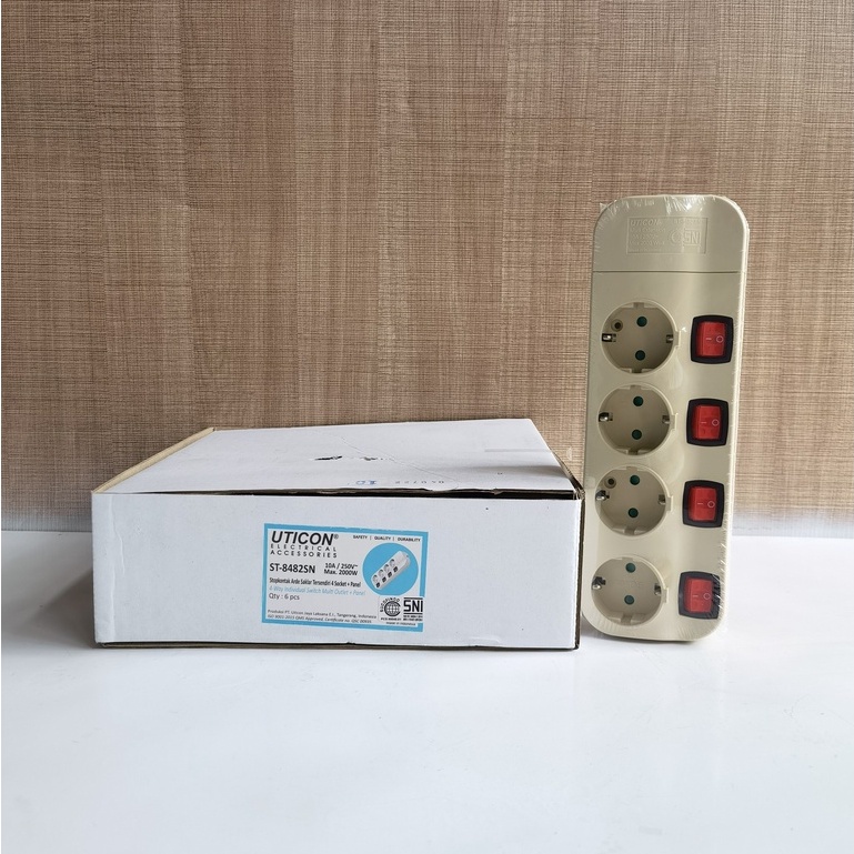 Uticon Grounded Socket Switch 4 Socket + Panel (ST-8482SN) | Shopee ...