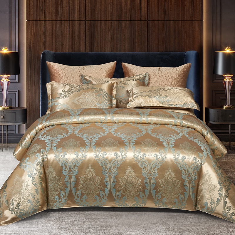 Europe Jacquard Luxury Bedding Set Satin High End Rayon Wedding Duvet Cover Bedsheet Set