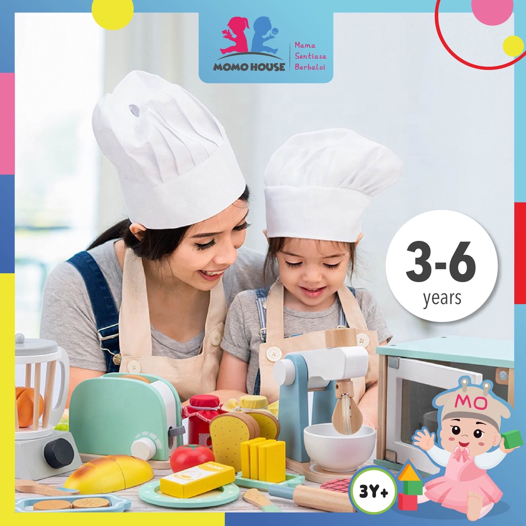 Wooden Kitchen Playset Kids Pretend Play Cooking Kitchen Toy Coffee