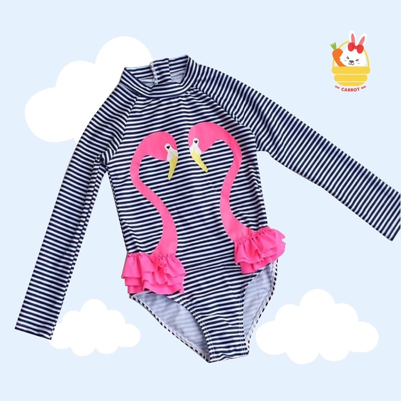 🌸READY STOCK🌸 Long Sleeve Swimwear Baby Girl One Piece Swimming Suit