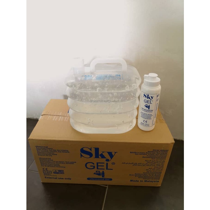 (Ready Stock) Skygel Brand Premium Ultrasound Gel 5kg/kettle (Blue or Clear) Blue Exp16/01/26