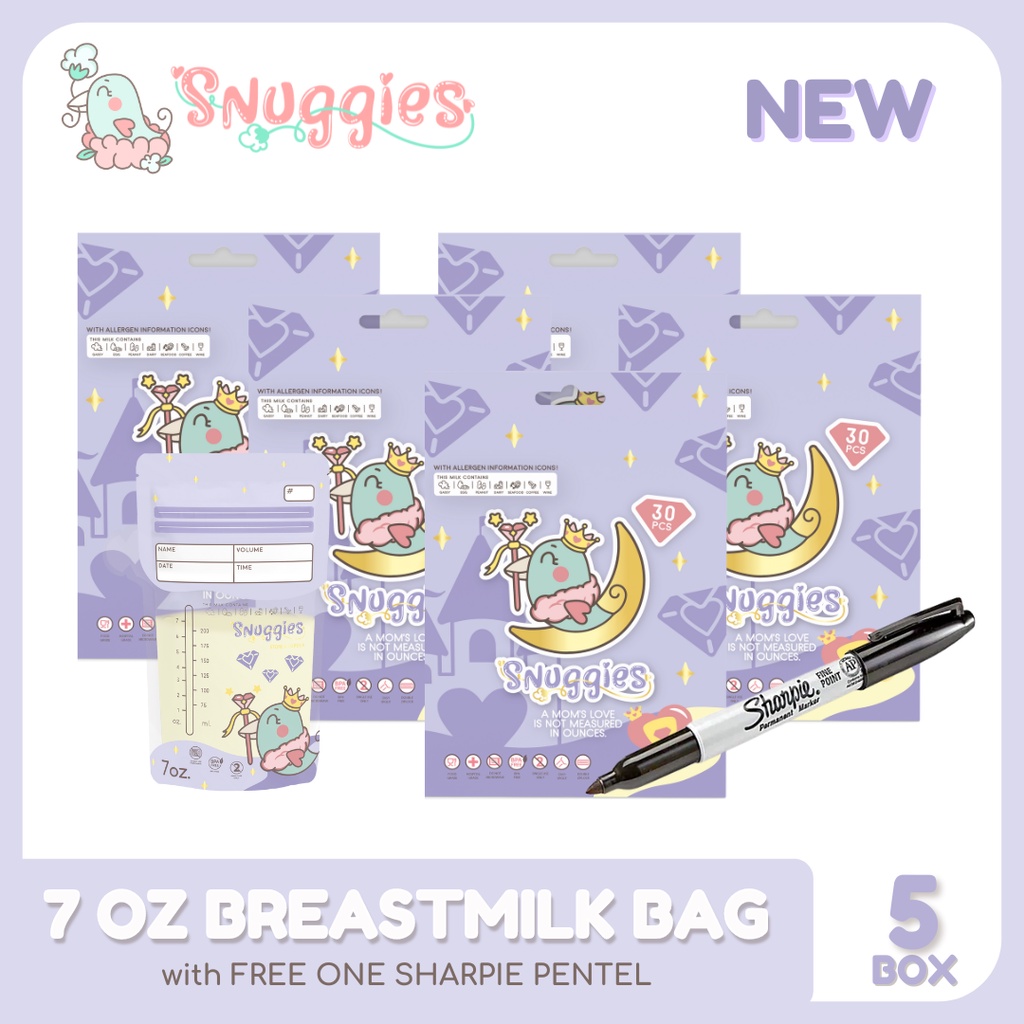 Buy 5 Snuggies 4oz or 7oz with THERMAL SENSOR Breastmilk Bag, Get 1