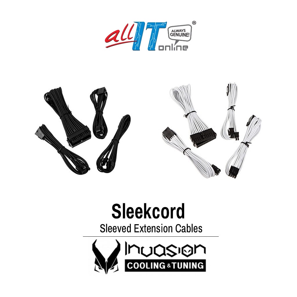 Invasion Sleekcord Sleeved Extension Cables Black / White Shopee