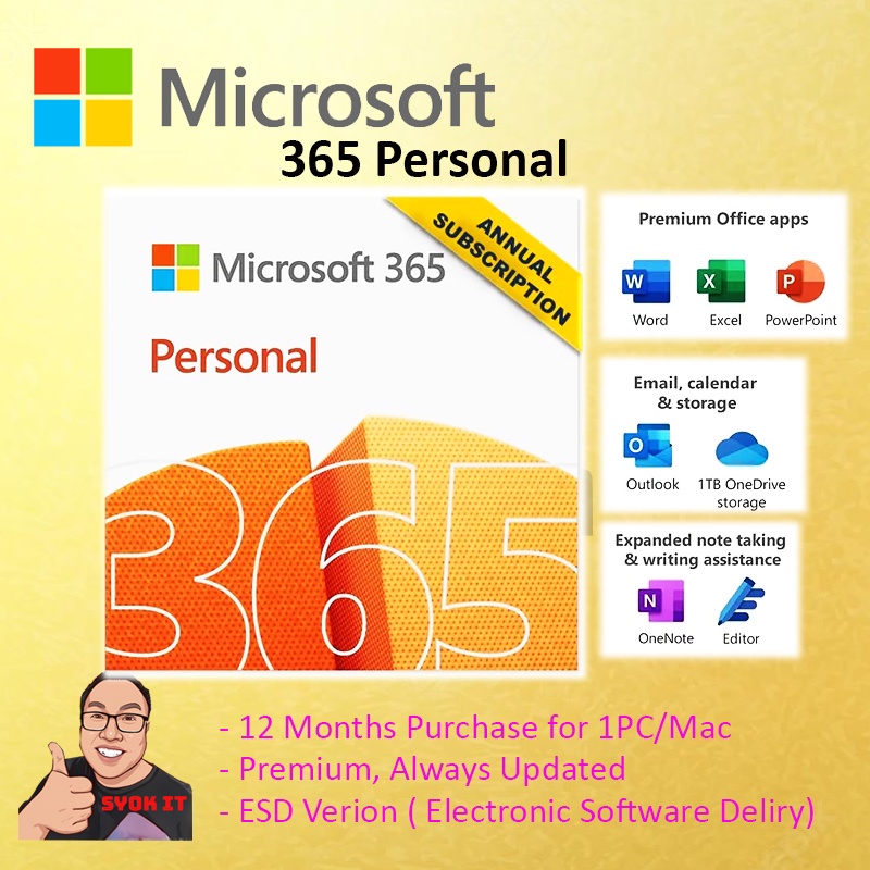 Microsoft Office 365 Personal / 365 Family (ESD) for Desktop & Laptop ...