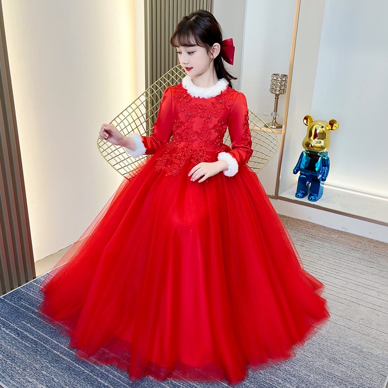 3-14 Years Old Flower Girl Dresses Children Wedding Long Tulle - Main Image