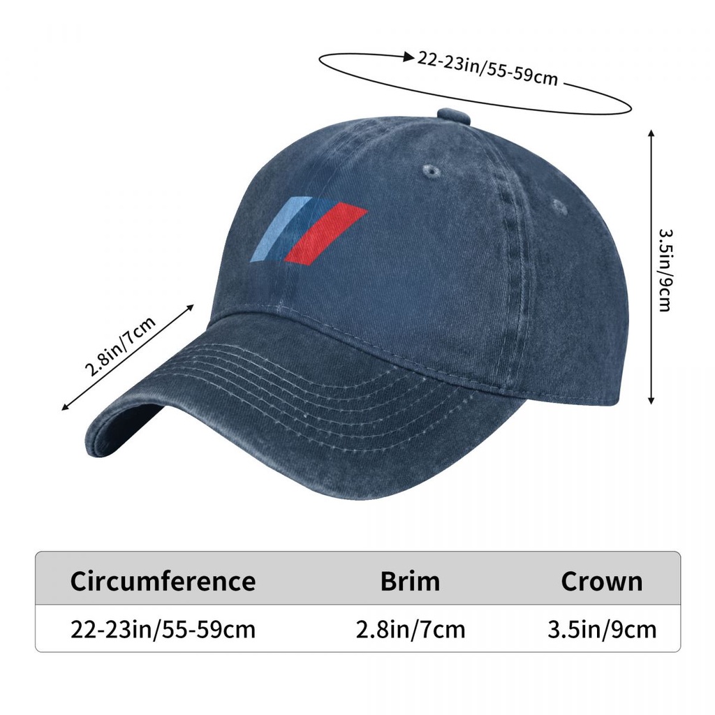New Style BMW M Logo (2) Adult Washed Cowboy Hat Old 100% Cotton Curved ...