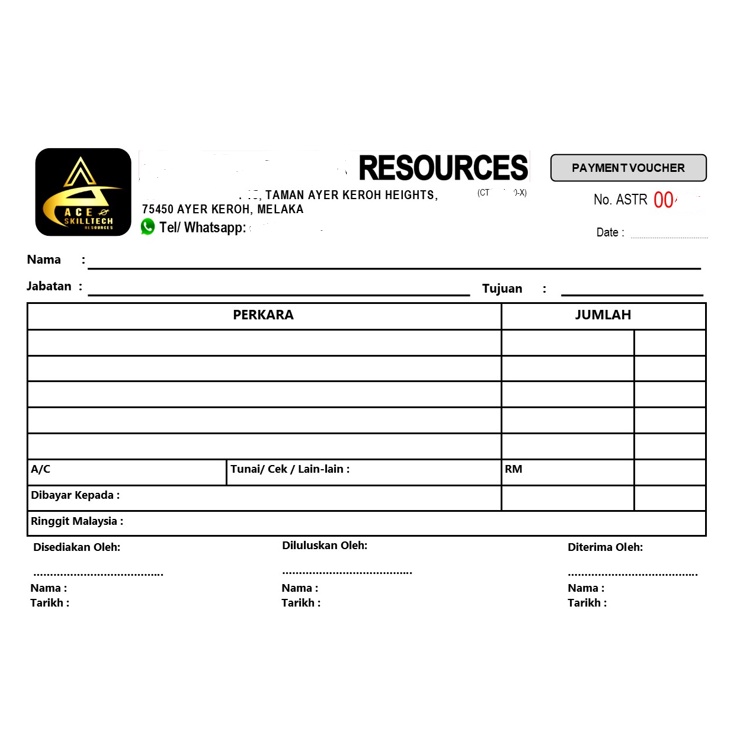 PAYMENT VOUCHER RECEIPT BOOK SLIP GAJI NCR 2 PLY CUSTOM NAMA SYARIKAT Shopee Malaysia