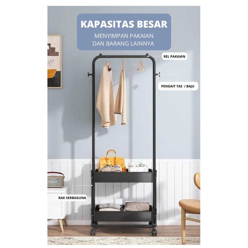 Alexa RACK Trolley/2-Tier STAND HANGER Trolley Clothes RACK With Wheels ...