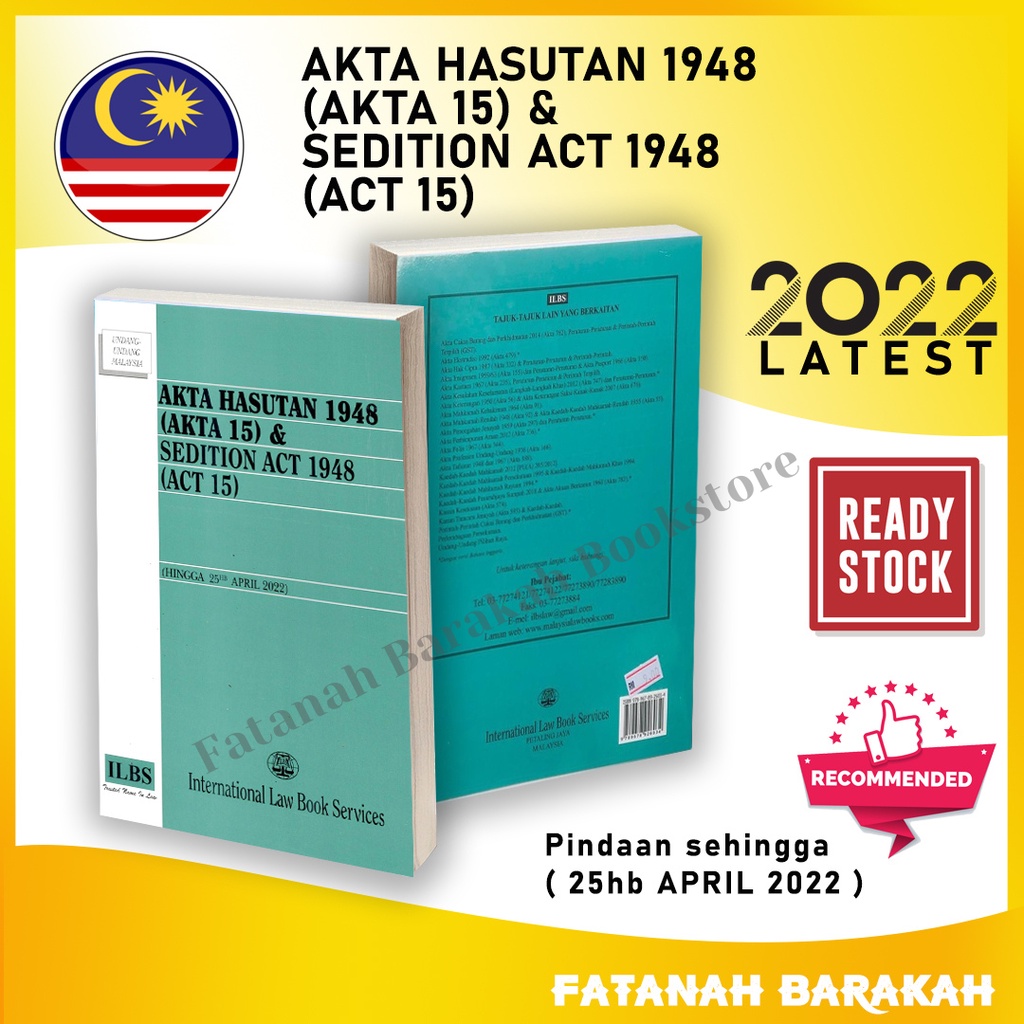 Sedition Act 1948 Act 15 Hingga 25hb April 2022 READY STOCK 