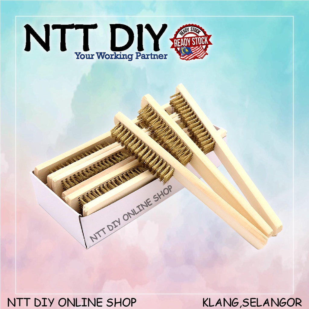NTT DIY Wood Handle Brass Wire Brush ( 4 hole,5 hole,6 hole ) [ Ready