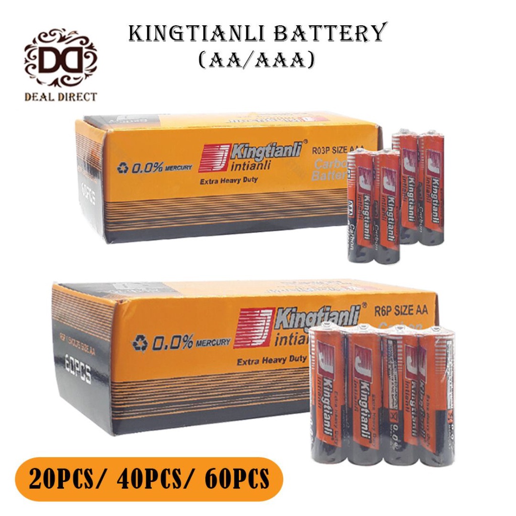 Kingtianli Extra Heavy Duty AA/AAA Battery (1 Box - 60Pcs) - 100% ...