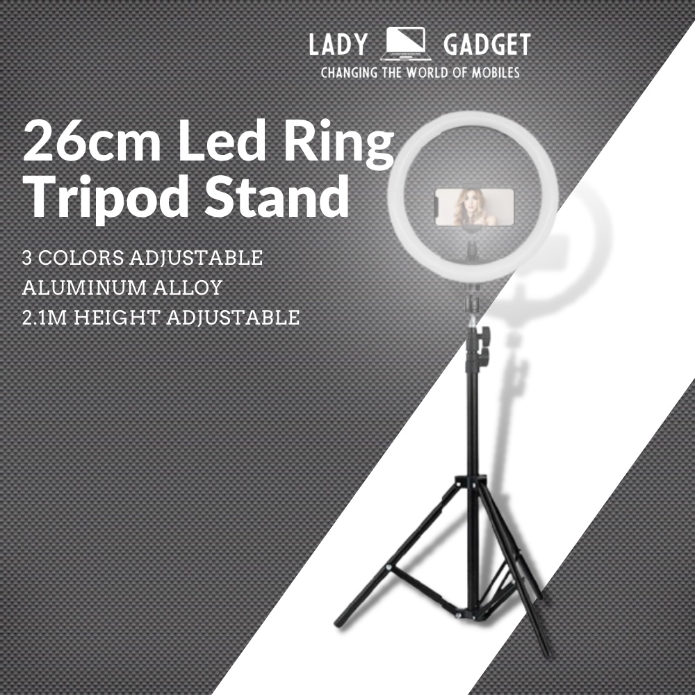 26cm LED Ring Light with 2.1M Tripod Stand Youtuber FB Live Mobile ...