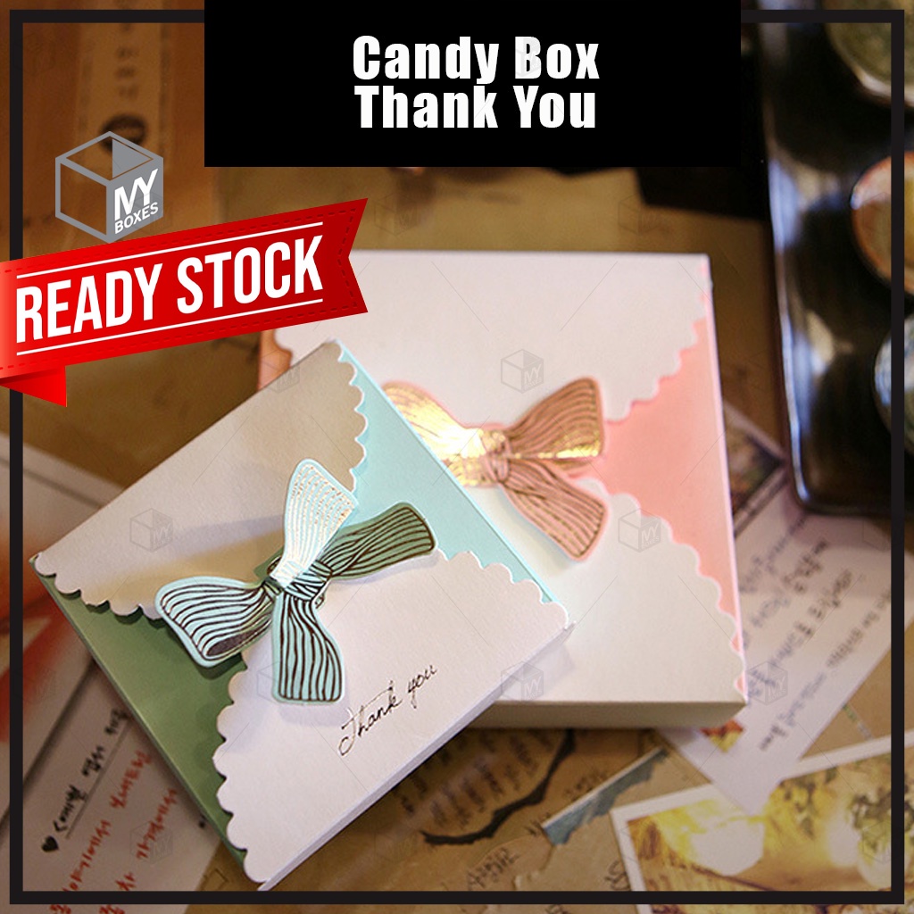 READY STOCK!!!Gift Box Candy Box Ribbon Thank you Boxes Bow Ribbon For