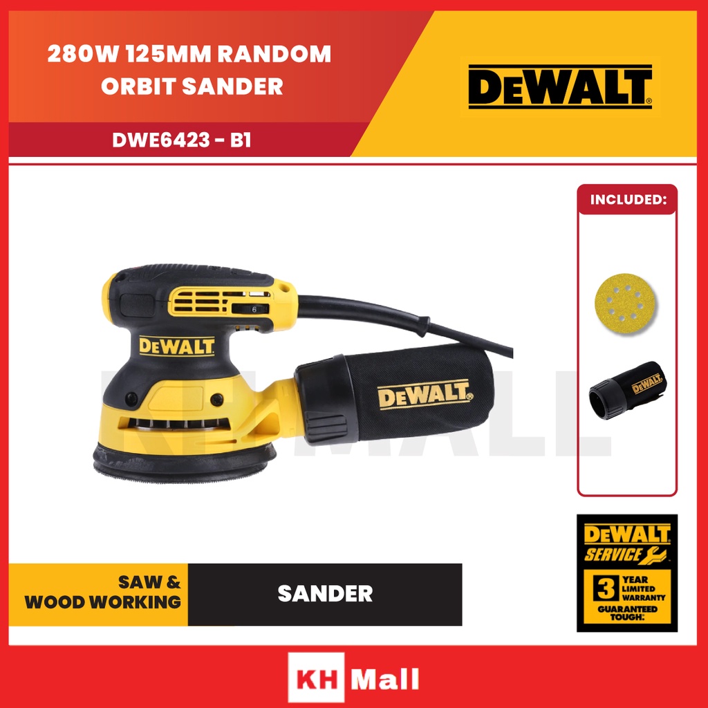 DEWALT Random Orbit Palm Grip Sander (125mm/280W) DWE6423B1 Shopee