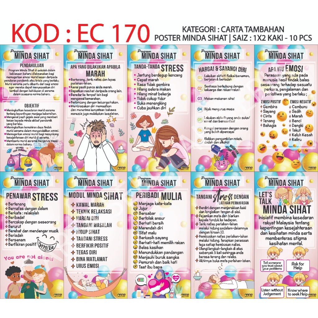 Ec170 10pcs Poster Minda Sihat Shopee Malaysia