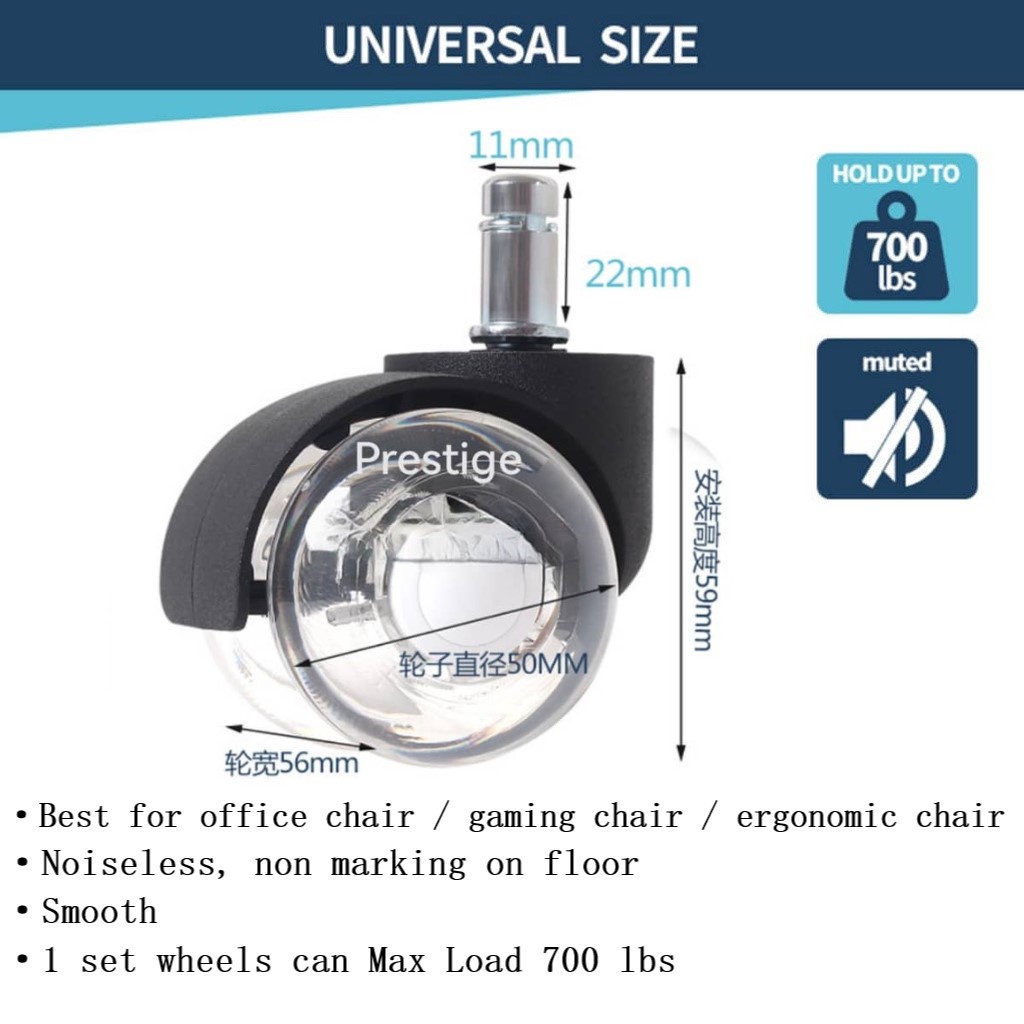 [5pcs] Heavy Duty Gaming Chair Office Chair Roller Replacement Set ...