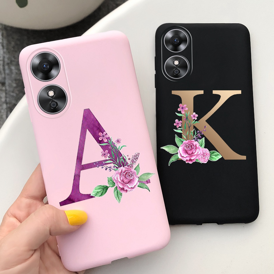 OPPO A17 2022 Case Oppo CPH2477 Back Cover Cute Letter Soft Silicone TPU  Phone Case OPPOA17 Casing