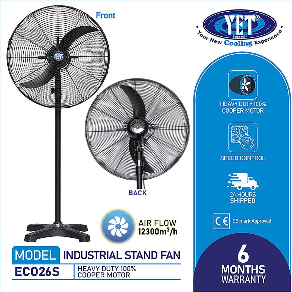 YET Eco 26S Heavy Duty 26 Inch Powerful Industrial Stand Fan 12300m3/h ...