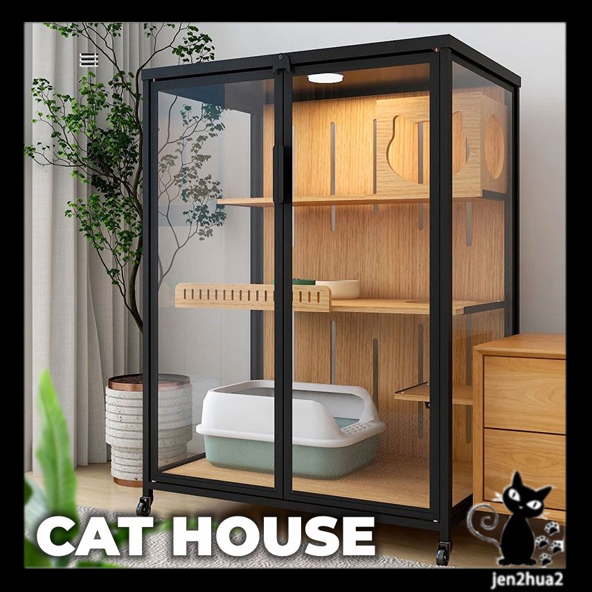 Cat litter cat house cat cage solid wood iron multilayer luxury cat