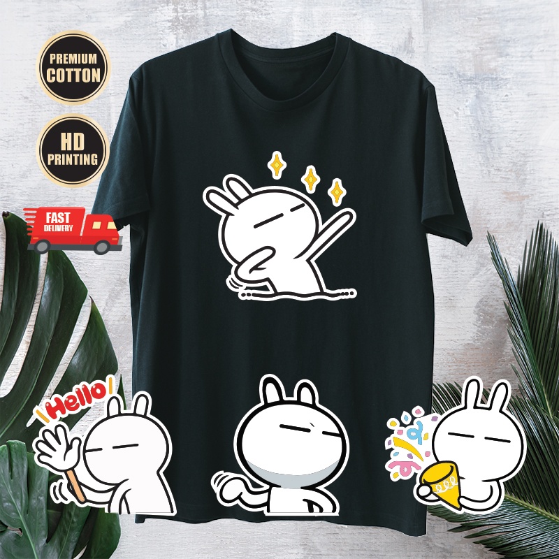 WECHAT STICKER EMOJI RABBIT 2023 GRAPHIC BLACK T-SHIRT 01-04 | Shopee ...