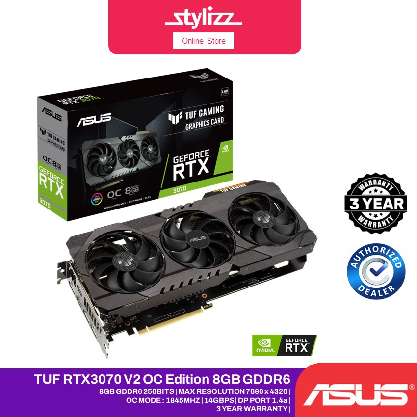 ASUS TUF Gaming GeForce RTX 3070 V2 OC Edition Graphic Card - 8GB GDDR6 ...