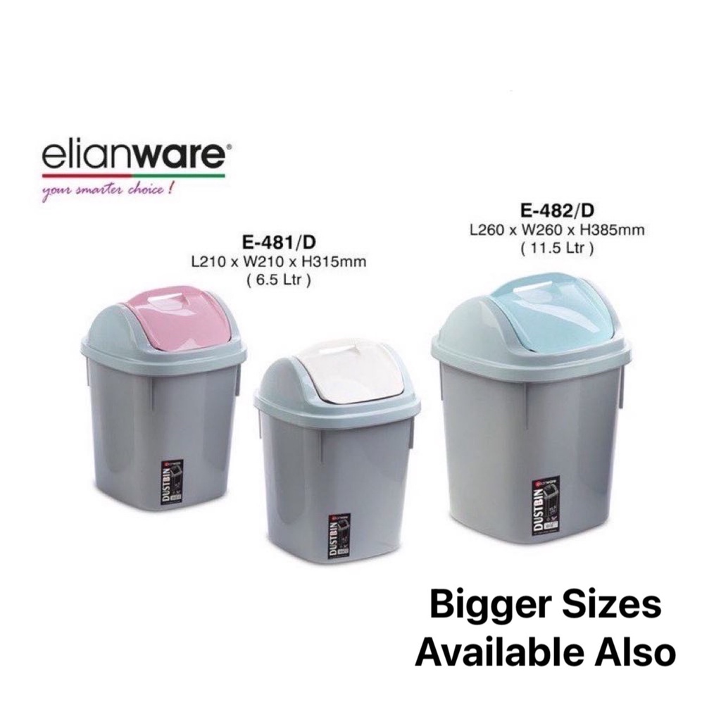 Elianware E481/D 6.5L E482/D 11.5L Plastic Swing Flip Top Dustbin