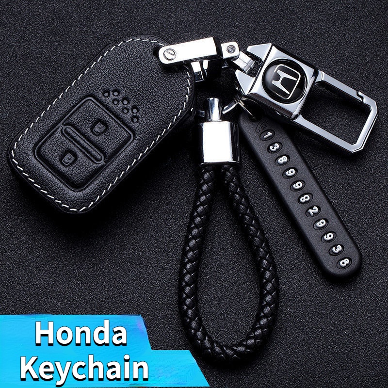 Custodia Portachiavi In Pelle Per Honda | Protezione Telecomando 3 Pulsanti | Lega Di Alluminio E Pelle Bovina (Bianco) - 3