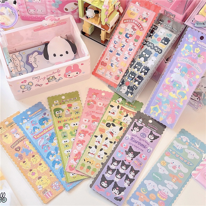 Sanrio Glitter Sticker Cute Kuromi Cinnamoroll Gooka Decorative PVC ...
