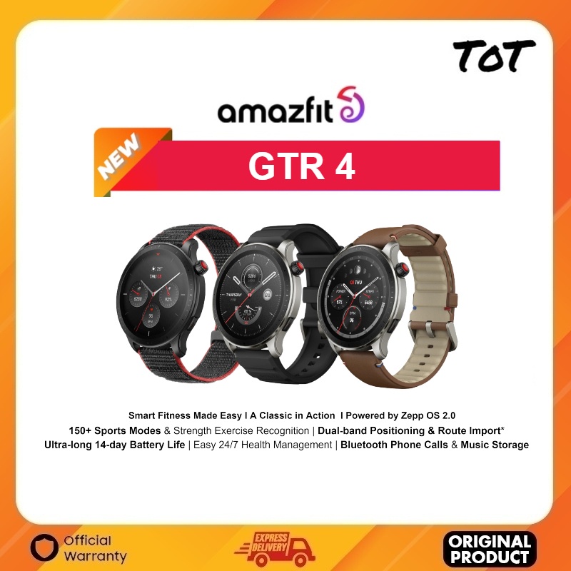 Mobile2Go. Amazfit GTR 4 [150+ Sports Modes & Strength Exercise Recognition, Dual-band Positioning & Route Import*Ultra-long 14-day Battery Life, Easy 24/7 Health Management