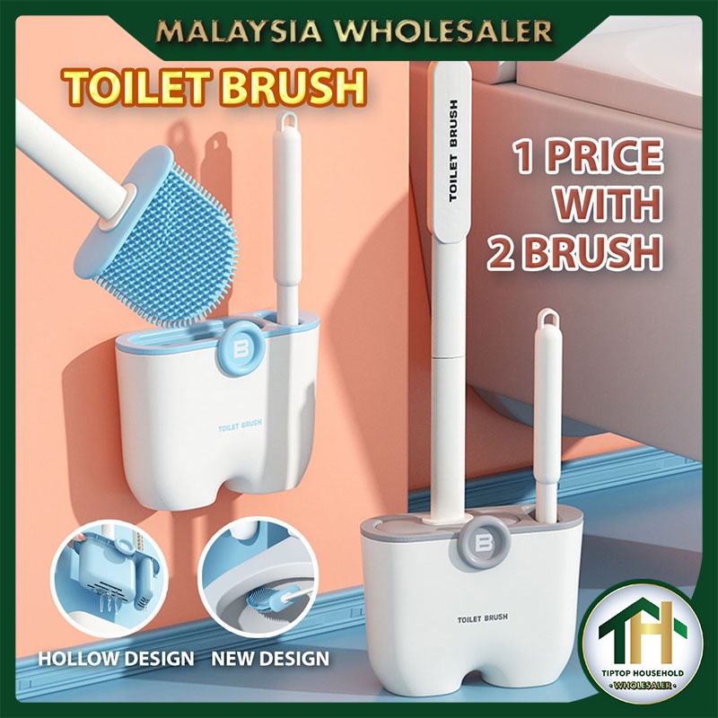 LATEST Toilet Brush Big + Small Long Handle Brushes No-Drill Corner Bathroon Cleaning Tool ...