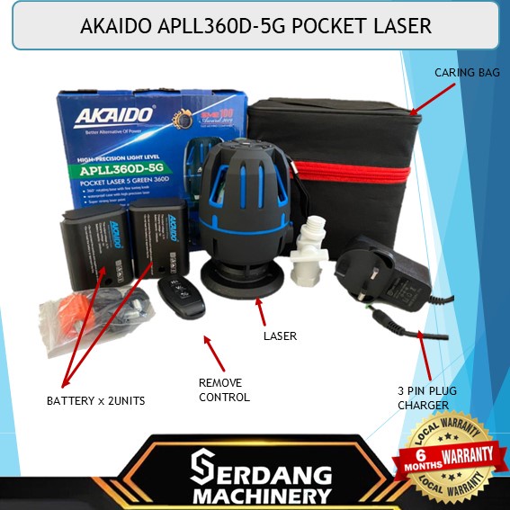 Akaido 360 Degree Pocket Laser 5 Green APPL360D-5G - Included Remote, 2 ...