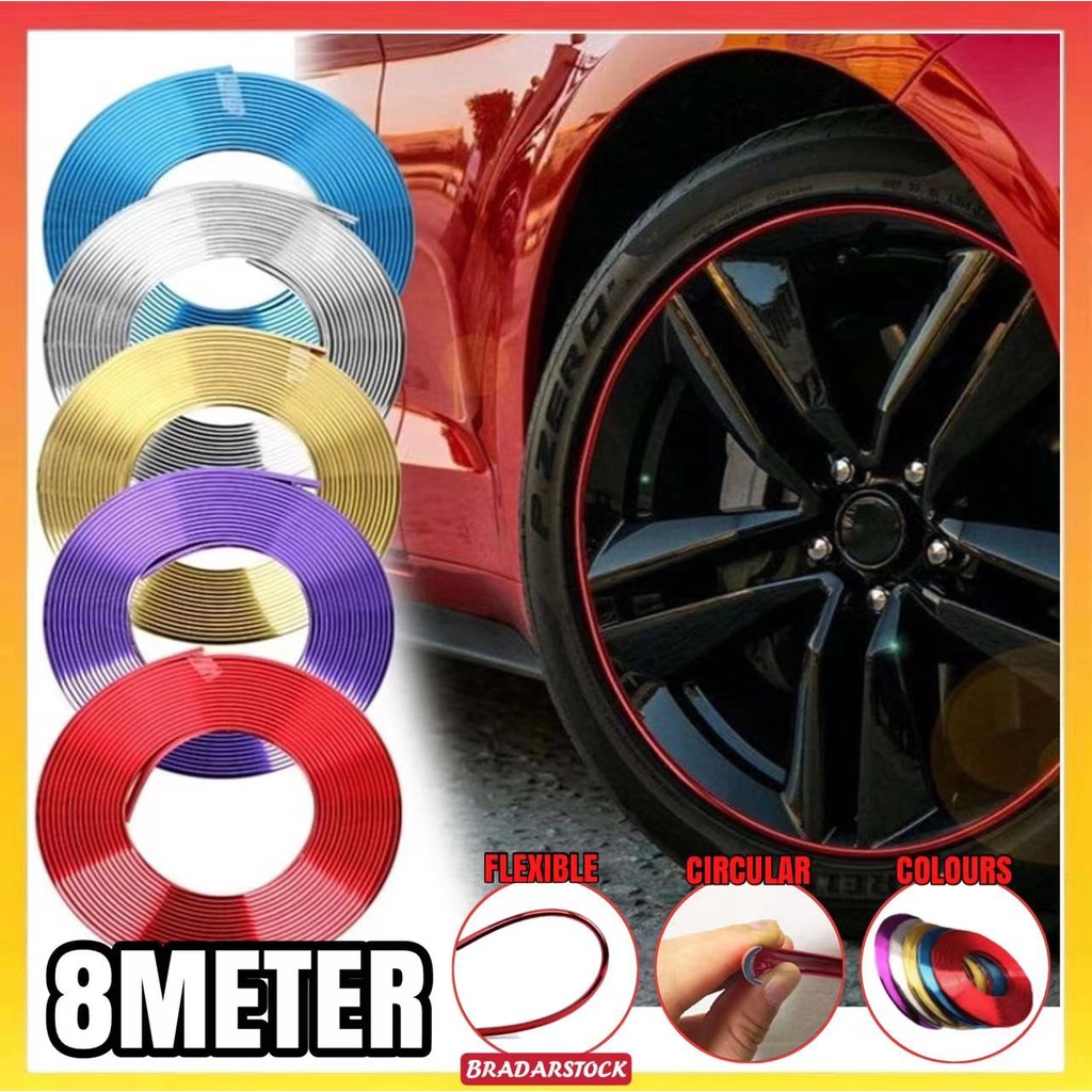 8Meter Car Wheel Rim Lining Strip Sticker Stiker Tayar Tire Tyre Front ...