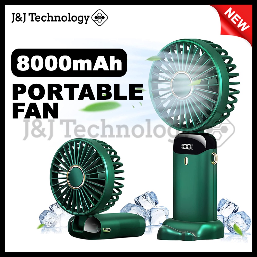 JNJ Technology 8000mAh Portable Fan Digital Display 5 Speed Mode New ...
