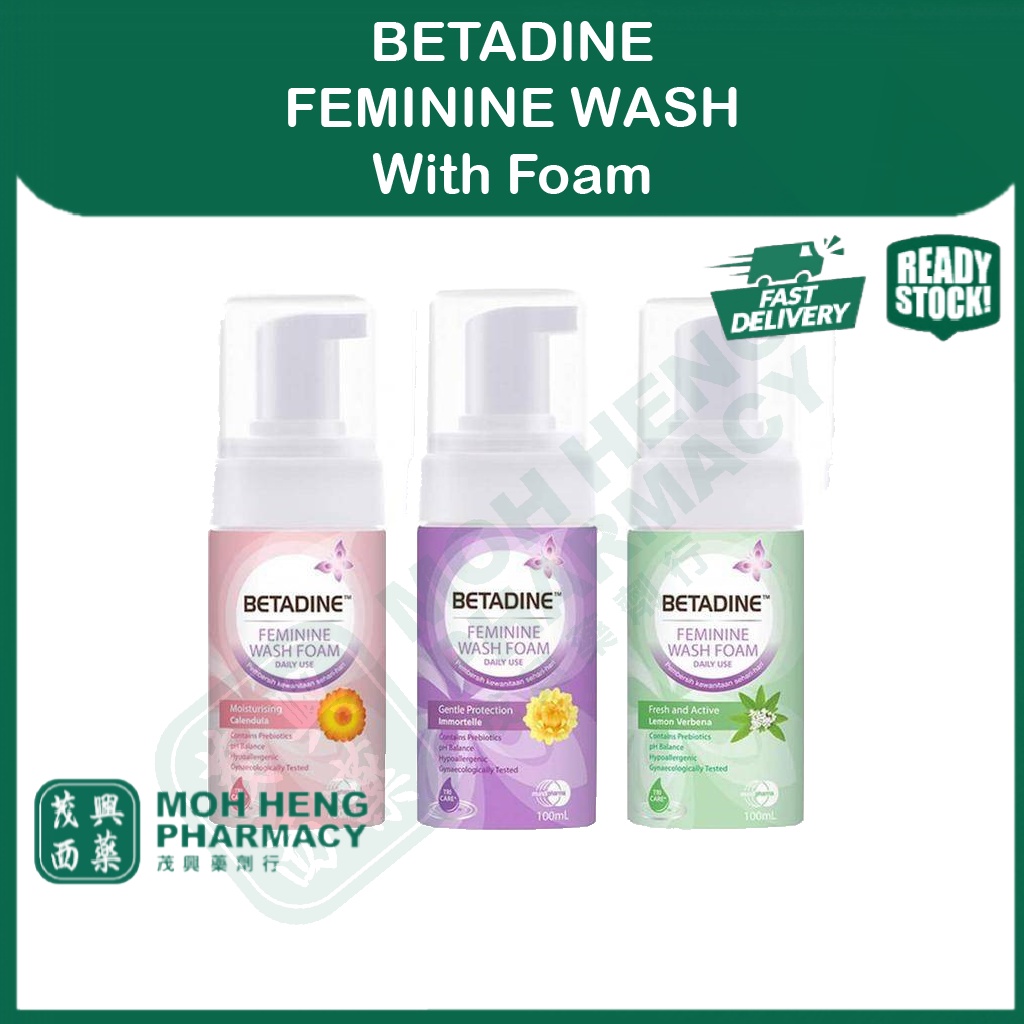 BETADINE FEMININE WASH FOAM (100ml)(Calendula)(Immortelle)(Lemon