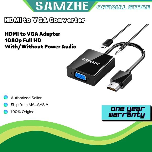 SAMZHE HDMI to VGA Adapter Converter 1080P Audio and Video Cable with ...