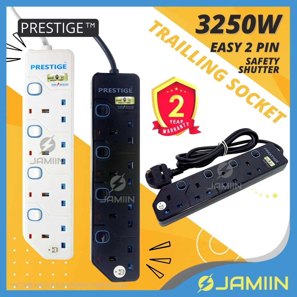 [SIRIM] PRESTIGE Trailling Socket Surge Protector Extension Socket With ...