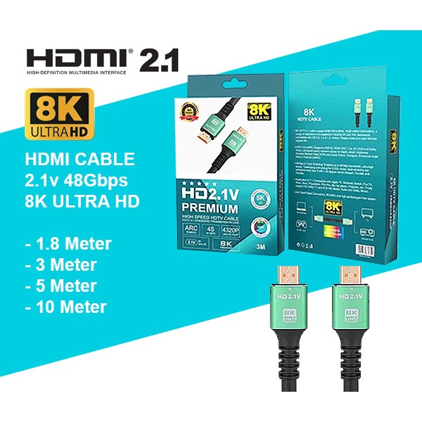 HDMI 2.1 Cable Ultra HD 8K 60Hz 4K 120Hz 48Gbps 2M/3M/5M/10M 1.8