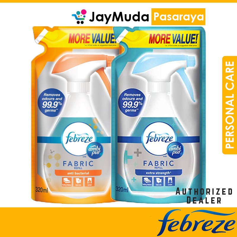 Febreze Refill 320ml Removes 99.9 Germs Anti Bacterial Extra Strength Buang Bau Busuk Usage