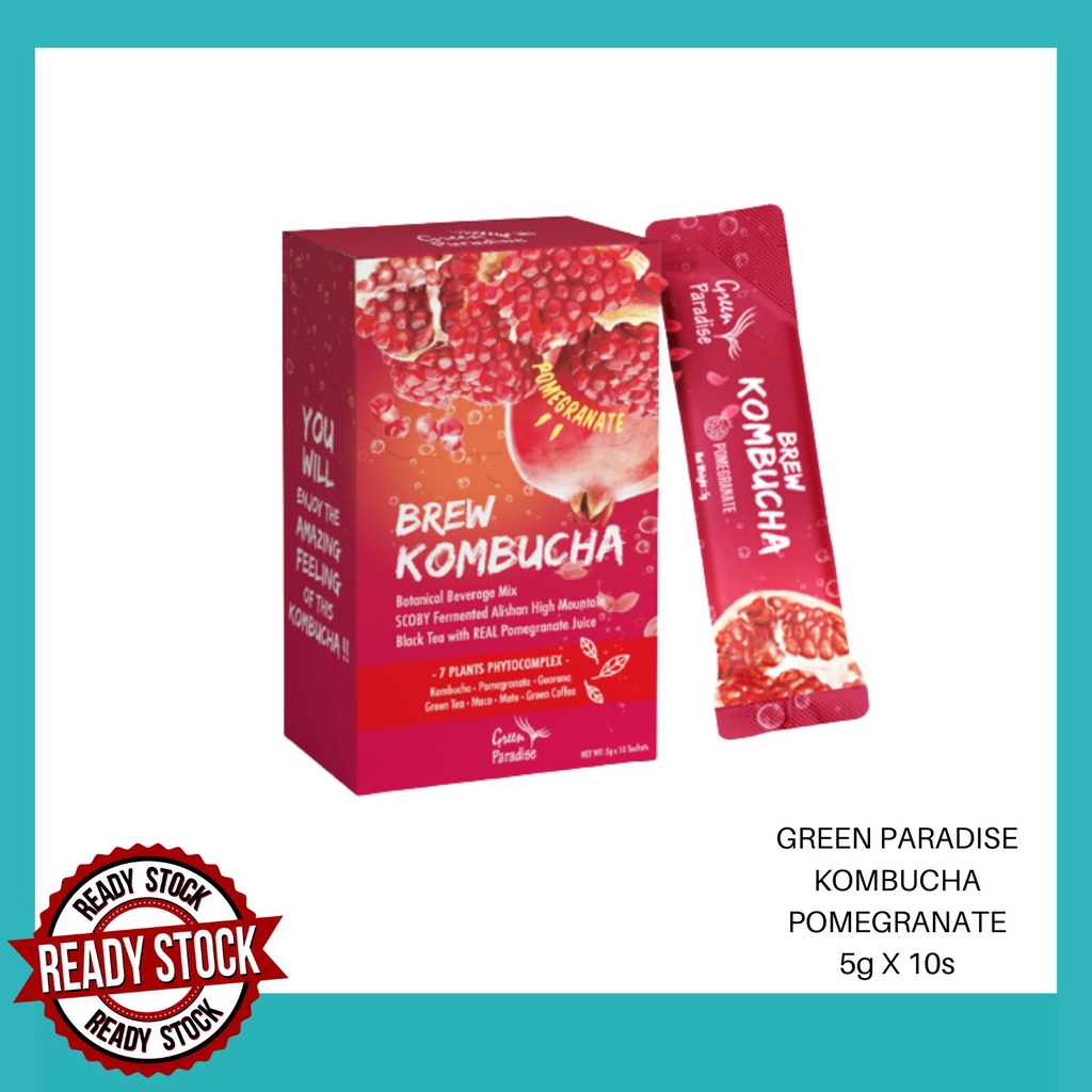 Green Paradise Brew Kombucha Pomegranate and Grapefruit 5g X 10s