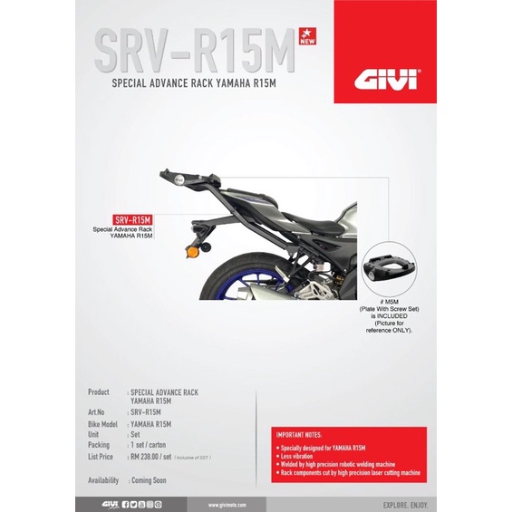 GIVI R15M R15-M MONORACK SPECIAL ADVANCE RACK HEAVY DUTY SRV 100% ...