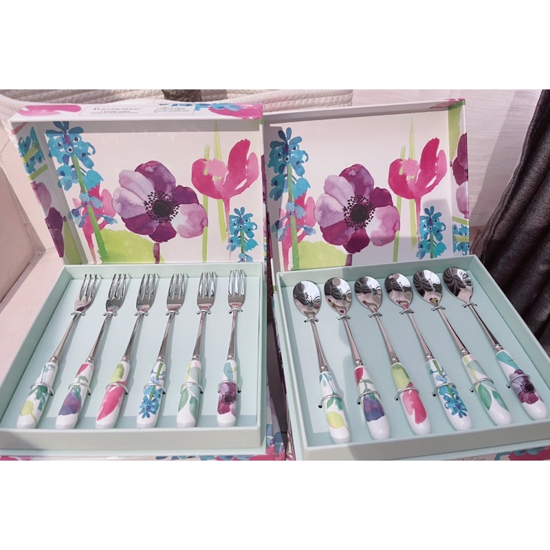 Portmeirion Water Garden Pastry fork and teaspoon. 🇬🇧 Shopee Malaysia