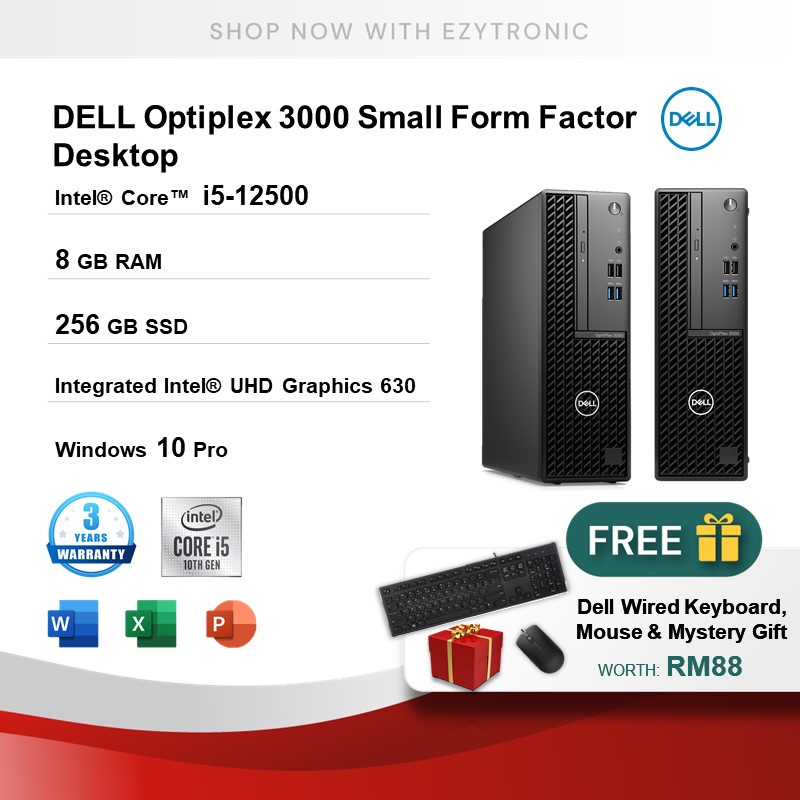 DELL Optiplex 3000 SFF Small Form Factor Desktop Business Office (i5-12500  /8GB /256 SSD/Intel UHD /W10P /3Yrs)