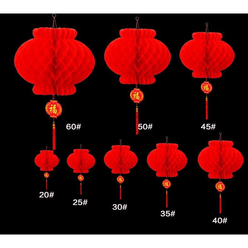 (8 Sizes) 1pc Chinese New Year CNY Decoration Red Paper Lanterns ...