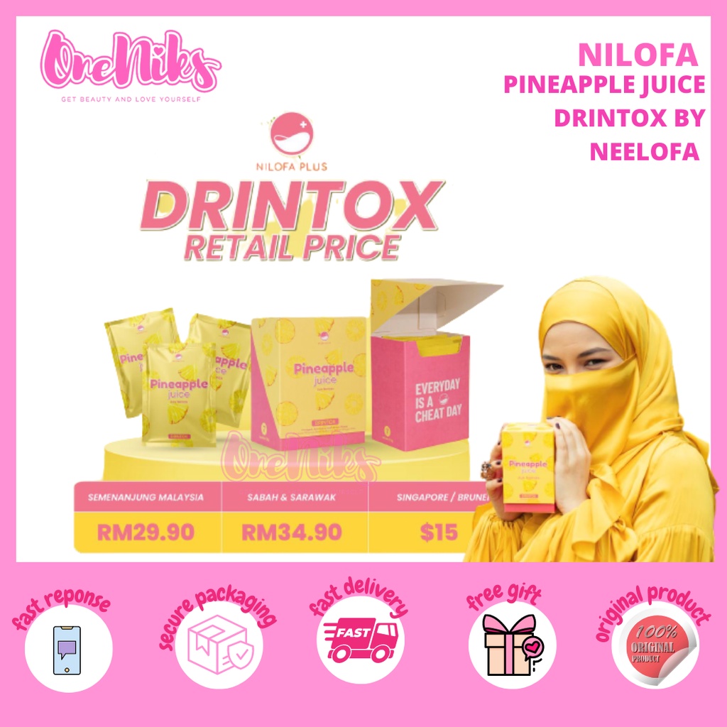 NILOFA Plus Pineapple Juice Drintox by Neelofa Original HQ Ready
